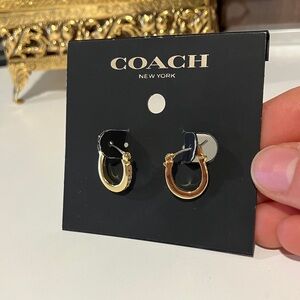 Coach Pave Signature Huggie Earrings